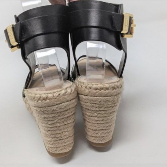 VINCE CAMUTO Tomell Black Leather Espadrille Wedge - Picture 9 of 10
